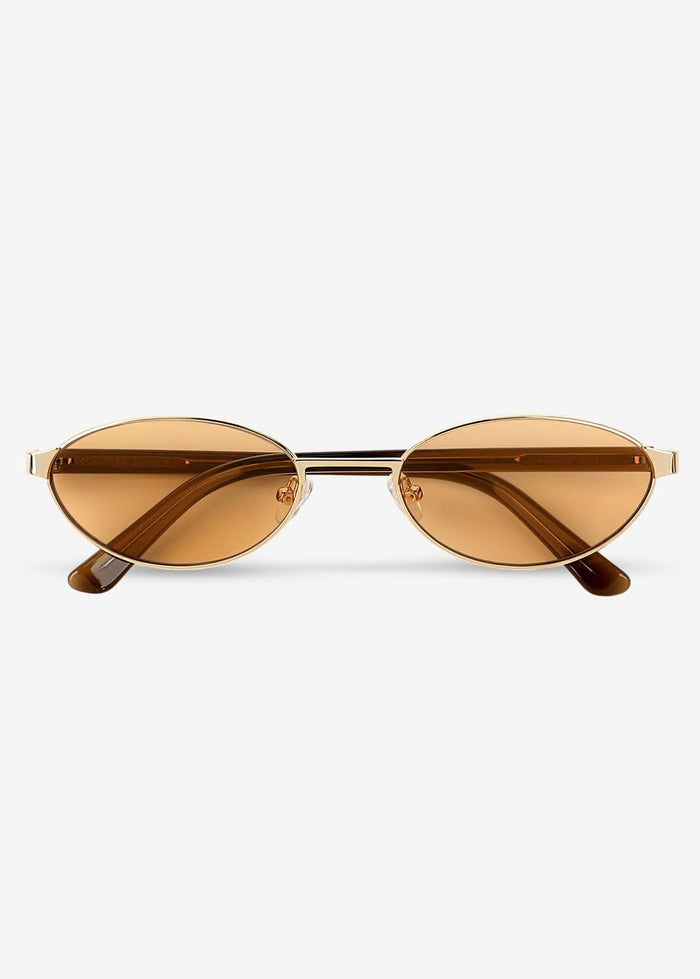 Akio - Gold and Brown Titanium Sunglasses - Nuree World