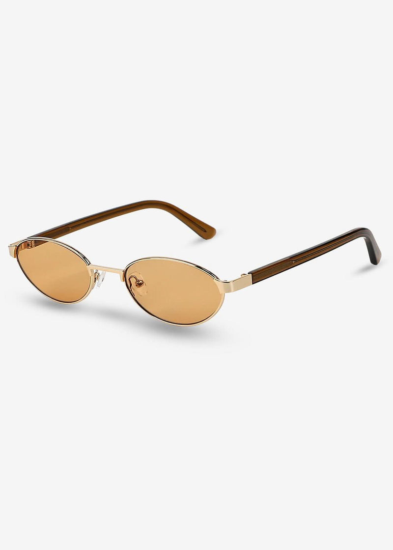 Akio - Gold and Brown Titanium Sunglasses - Nuree World