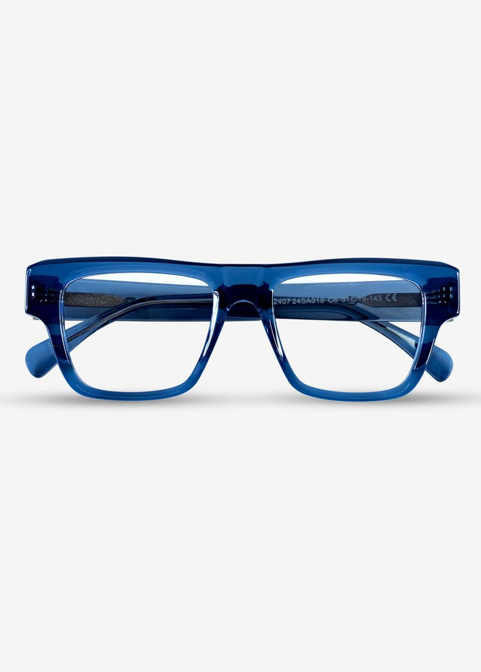 Amber Edge – Bold Rectangle Eyewear - Blue - Nuree World