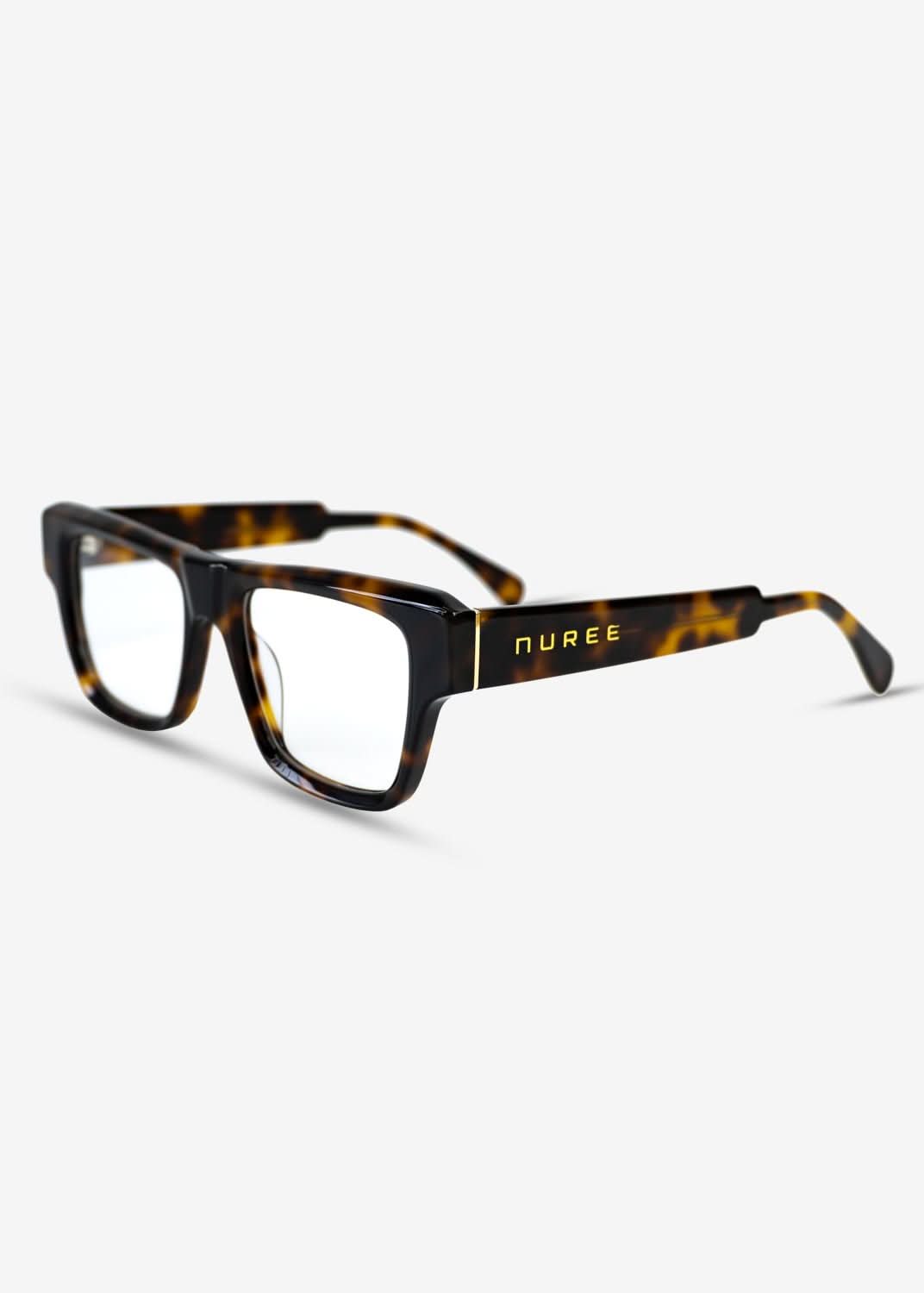Amber Edge – Bold Rectangle Eyewear - Brown - Nuree World