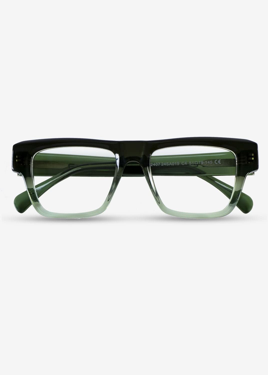 Amber Edge – Bold Rectangle Eyewear - Green - Nuree World