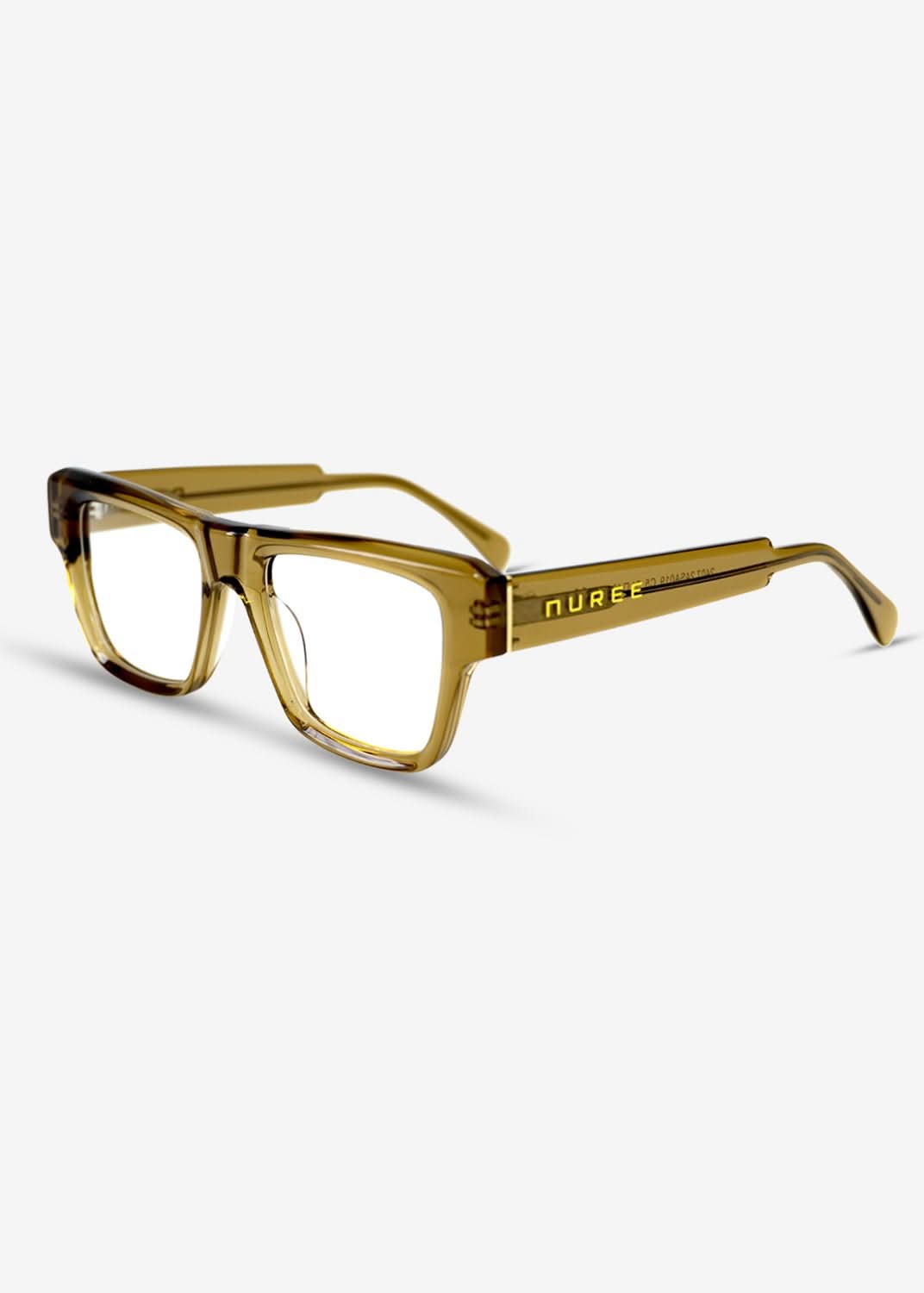 Amber Edge – Bold Rectangle Eyewear - Yellow - Nuree World