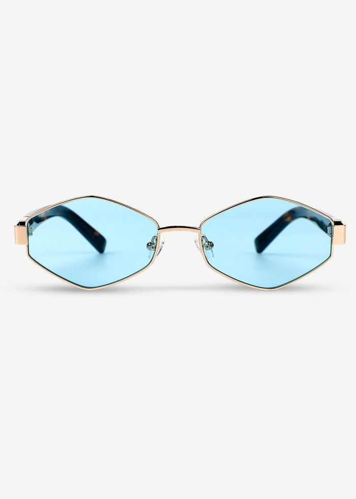 Kenji - Gold & Blue Titanium Sunglasses - Nuree World