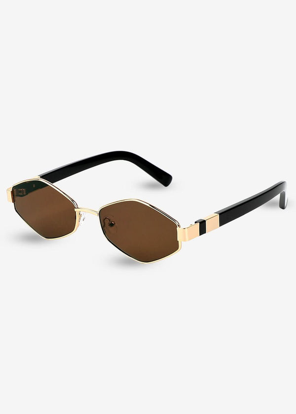 Kenji - Gold & Brown Titanium Sunglasses - Nuree World