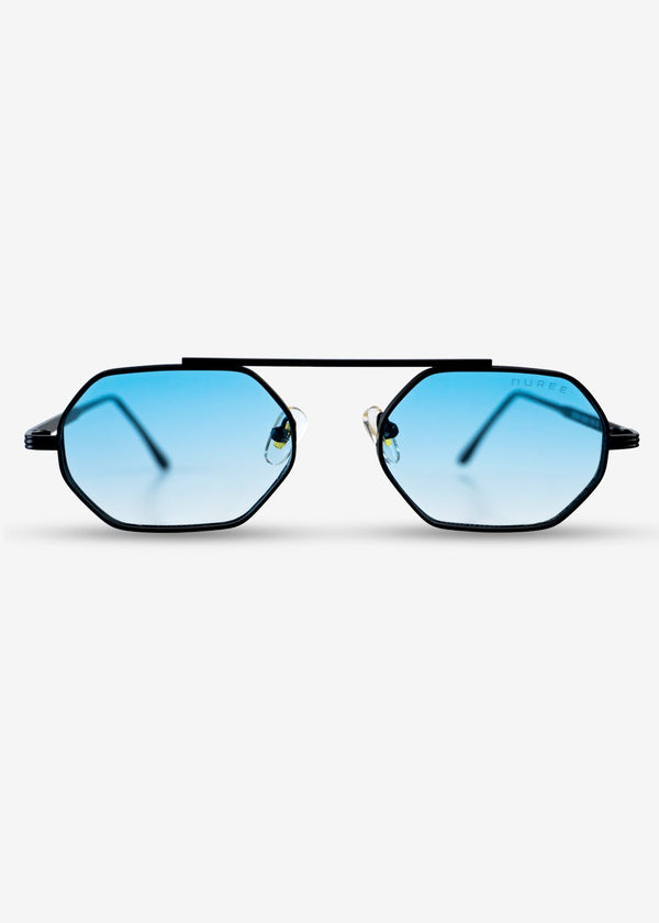 SOLACE - Blue and Black Metal Sunglasses - Nuree World