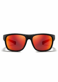 Sport Sunglasses – Black Frame with Red Mirrored Polarized Lenses - Nuree World