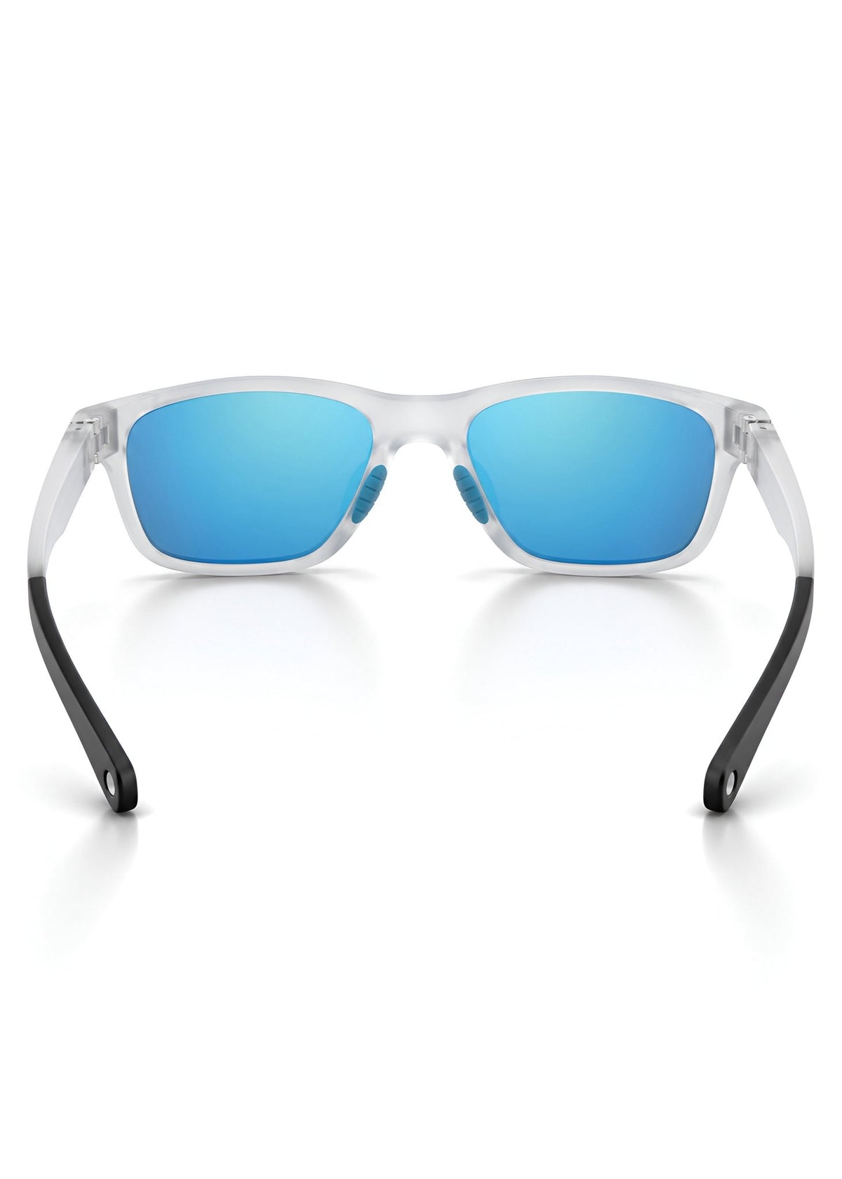 Sport Sunglasses – Clear Frame with Blue Mirrored Polarized Lenses - Nuree World