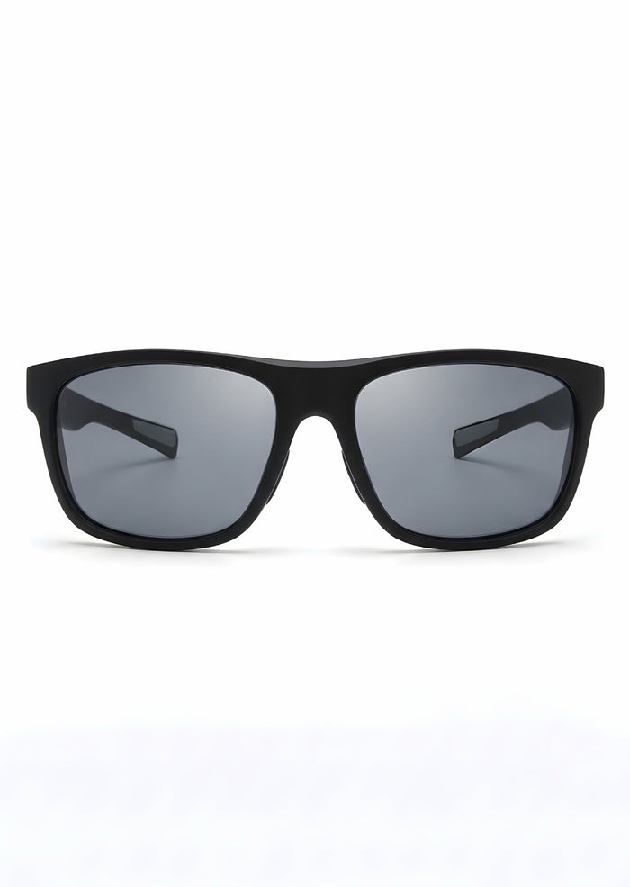 Sport Sunglasses – Matte Black Frame with Grey Polarized Lenses - Nuree World